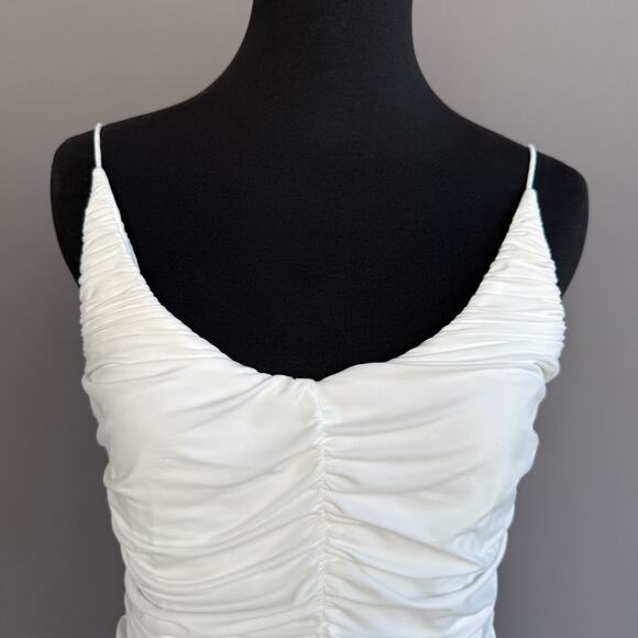 Bumpsuit white maternity maxi dress - spaghetti strap - nylon spandex - size L - Picture 9 of 14